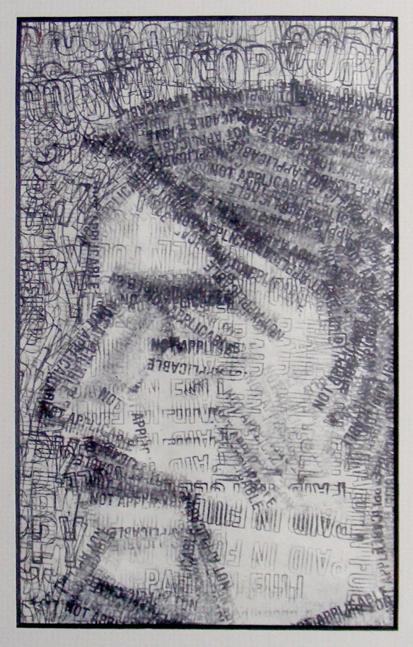 This is a drawing I did of Max using the stamps at the Stagehand's Union offices.