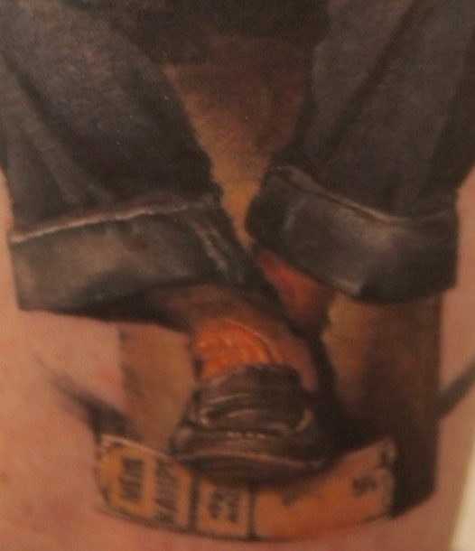 The cuffs on these overalls are some of the best Ink I have ever seen. The penny loafers are my favorite part of the original and this photo doesn't do these details justice. Shooting your own leg is harder than you think.